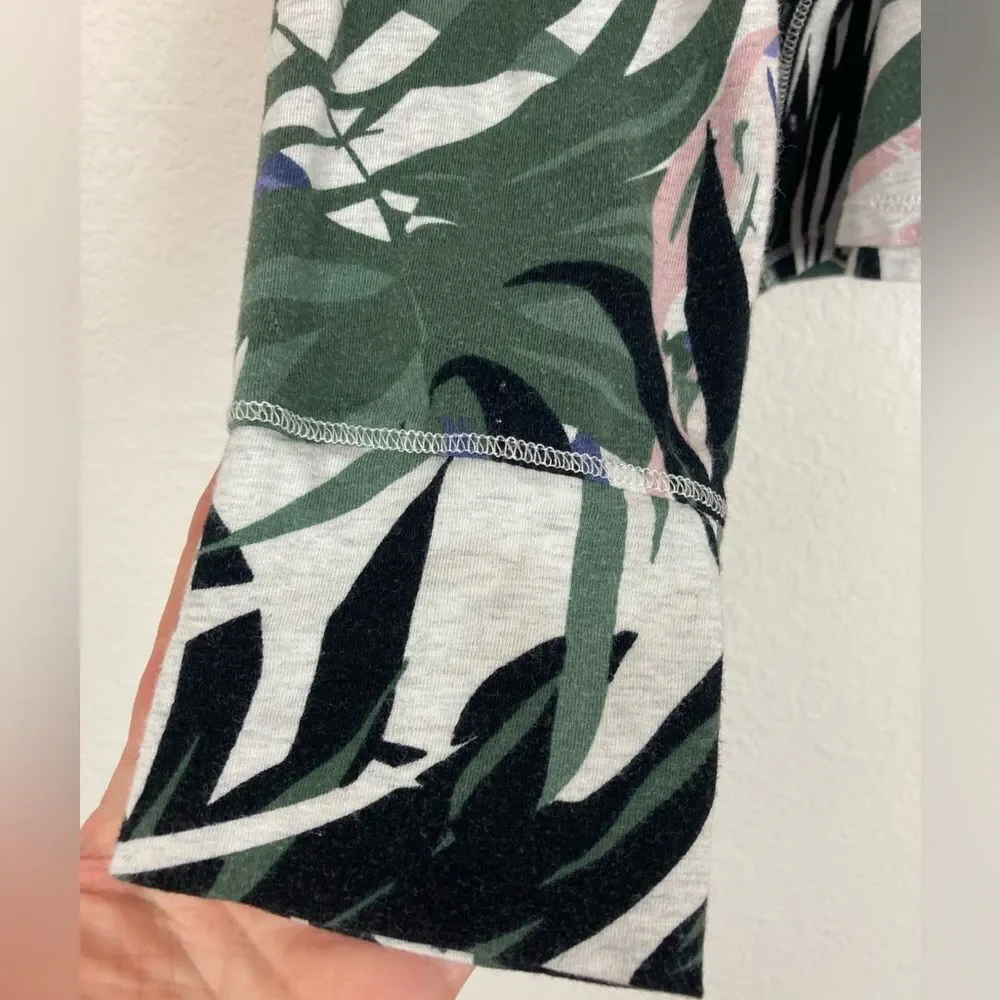 Calvin Klein Hoodie w/Pink Parrots & Leaf print, slouchy lightweight